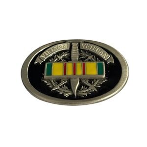 NOS Vietnam Veteran Belt Buckle Enameled Great American Buckle Co. 1996 Vintage